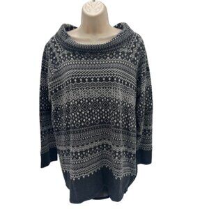 T by Talbots Gray and White Cowl Neck Pullover Size X
